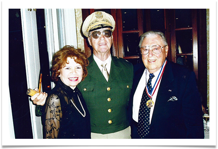 David Valley (aka Douglas MacArthur) with Ed & Raqui as he is presented with Gen.Douglas MacArthur medal