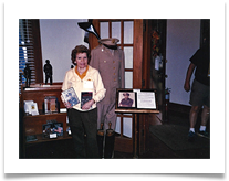 Raqui holding Ed's book and DVD of Never Surrender in the Cavalry Museum Raqui holding Ed's book and DVD of Never Surrender in the Cavalry Museum