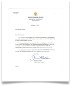 Birthday letter from Senator Dianne Feinstein