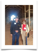 Raqui and Col. Bill Tempero touring the horse stables as they undergo reconstruction Raqui and Col. Bill Tempero touring the horse stables as they undergo reconstruction