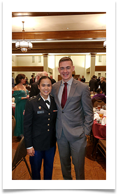 Matthew Walters, OU ROTC 2018 Recipient of Col. Ed Ramsey Scholarship with Kelly Vu