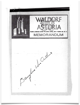 Professor Al Greenburg's letter to Ed regarding his meeting with Gen. MacArthur at the Waldorf Astoria