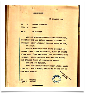 Letter from Ramsey to MacArthur regarding enemy atrocities