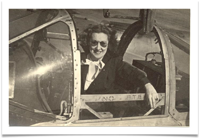 Nadine Ramsey in her P-38 Cockpit